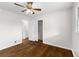 Bedroom with hardwood floors, closet, ceiling fan and natural light at 2852 Crabapple Lane, Dacula, GA 30019