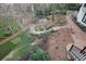 Aerial view of the backyard with a putting green and beautifully landscaped stone steps at 1025 Abingdon Ln, Johns Creek, GA 30022