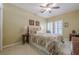 Comfortable bedroom with ceiling fan, neutral walls, and shutters on windows for natural light at 2300 Habersham Marina Rd # 201, Cumming, GA 30041