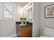 Bathroom offering granite counters, modern vanity lighting, and a sink with a view at 735 Ponce De Leon Pl Ne, Atlanta, GA 30306