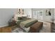 Cozy main bedroom with neutral tones, soft lighting and access to balcony at 1150 Collier Nw Rd # J11, Atlanta, GA 30318