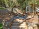 Landscaped backyard featuring a stone fire pit area at 582 Lakeshore Ne Dr, Atlanta, GA 30307
