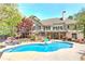 Backyard features in-ground pool, patio, and landscaped yard ideal for outdoor living at 8155 Legends View Ct, Cumming, GA 30028