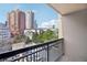 City skyline view from a balcony of apartment building with railings at 3481 Lakeside Ne Dr # 807, Atlanta, GA 30326