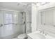Bright bathroom with sleek vanity, large shower, and accessible grab bars at 3481 Lakeside Ne Dr # 807, Atlanta, GA 30326