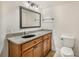 Bathroom with granite countertop vanity, custom cabinetry, an overhead light fixture, and a modern toilet at 746 Amsterdam Ave, Atlanta, GA 30306