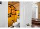 Unique powder room with colorful decor at 290 Leigh Kay Dr, Lawrenceville, GA 30046