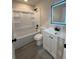 Bathroom with shower/tub combo and single sink vanity at 596 Windchase Ln, Stone Mountain, GA 30083