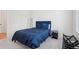 A well-lit bedroom features plush carpeting, a comfortable blue bed and view from the window at 278 Tillman Pass, Woodstock, GA 30188