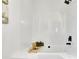 Bright bathroom with sleek white tub and modern matte black fixtures at 4843 Caboose Nw Ln, Acworth, GA 30102