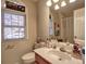 Bright bathroom with a vanity and toilet with a window at 3012 Asheton Ne Pl, Marietta, GA 30068