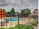 Fenced swimming pool area with lounge seating and umbrellas for a relaxing and secure experience at 3012 Asheton Ne Pl, Marietta, GA 30068