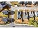 An aerial view of several homes with grey roofs, landscaping, and sidewalks on a sunny day at 165 Birch St, Hiram, GA 30141