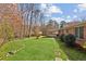 Lush backyard offers ample space for outdoor activities, with a stepping stone path leading to a covered patio at 2264 Winding Way, Tucker, GA 30084
