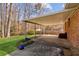 Covered patio is great for outdoor dining and entertaining, plus there are views of a lush backyard at 2264 Winding Way, Tucker, GA 30084