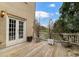 Charming back porch featuring French doors and a view of the landscaped backyard at 19 Troup Ct, Acworth, GA 30101