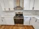 Close up of the kitchen showcasing the stainless steel oven and sleek white cabinets at 1330 Lanvale Sw Dr, Atlanta, GA 30310