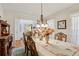 Bright dining room with chandelier lighting, decorative table setting, and classic hardwood floors at 215 Morning Glory Rdg, Canton, GA 30115