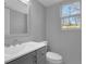 Bathroom featuring a gray vanity and a large mirror above the sink at 345 Ivy Mill Ct, Roswell, GA 30076