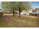 Spacious backyard featuring mature trees, a trampoline, and ample space for outdoor activities at 2172 Creekview Trl, Decatur, GA 30035