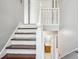 Interior view of a staircase with varnished treads, painted risers, and a white banister at 2172 Creekview Trl, Decatur, GA 30035