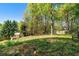 Large backyard features mature trees, lush lawn and a charming playhouse at 1920 Lee Patrick Dr, Dacula, GA 30019