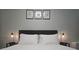 Bedroom featuring a comfortable bed with white patterned bedding, upholstered headboard, and framed artwork at 215 Piedmont Ne Ave # 304, Atlanta, GA 30308