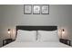 Bedroom featuring a comfortable bed with white patterned bedding, upholstered headboard, and framed artwork at 215 Piedmont Ne Ave # 304, Atlanta, GA 30308