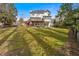 Backyard featuring a well-maintained lawn, ideal for recreation and relaxation, complemented by the home's facade at 2018 Sugar Maple Ln, Woodstock, GA 30189