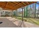 Covered outdoor back patio with a view of the well-maintained yard and trees at 2018 Sugar Maple Ln, Woodstock, GA 30189