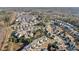 Wide aerial view of the neighborhood showcasing the layout and green spaces at 273 Amylou Cir, Woodstock, GA 30188