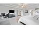 A neutral main bedroom featuring a large TV, ensuite bathroom, and walk-in closet at 273 Amylou Cir, Woodstock, GA 30188