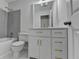 Bathroom with shower/tub combo, modern vanity, and tiled flooring at 4654 Webster Way, Acworth, GA 30101