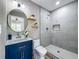 Beautiful bathroom featuring a vanity, a mirror, and a tiled walk-in shower at 1238 Westboro Sw Dr, Atlanta, GA 30310