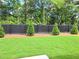 Beautiful backyard featuring a dark wood fence, trees, and green grass at 2704 Mourning Dove Dr Lot 34, Grayson, GA 30017