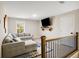Upstairs living room with comfortable seating, mounted TV, and natural light from the window at 844 Pool Rd, Hiram, GA 30141
