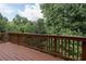 Wood deck featuring natural wood railings with a lovely view of the surrounding trees at 257 Stone Park Dr, Woodstock, GA 30188