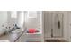 Bathroom with vanity, sink, bathtub, shower, and neutral color scheme at 294 Broder Farms Dr, Stockbridge, GA 30281