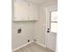 Functional laundry room with exterior access and overhead storage at 2447 Old Peachtree Rd, Duluth, GA 30097