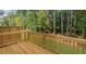 Wood deck overlooking a lush backyard with trees at 320 Mahone Dr, Lilburn, GA 30047