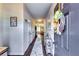 Entryway featuring wood-look floors, gray walls, and a decorative wreath on the door at 1709 Creel Ln, Atlanta, GA 30349