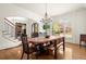 Dining room features a statement chandelier, hardwood floors, and a large window at 13142 Overlook Pass, Roswell, GA 30075