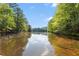 Scenic view of a peaceful lake surrounded by lush trees under a clear blue sky at 711 Wilhaven Ct, Loganville, GA 30052