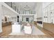 Bright open-plan living space features a fireplace, high ceilings and an open staircase to the second story at 1255 E M Croy Rd, Sugar Hill, GA 30518