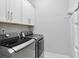 Modern laundry room featuring stainless steel washer and dryer and ample storage space at 574 Boulevard Ne Pl # 14, Atlanta, GA 30308