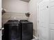 Convenient laundry room equipped with modern black washer and dryer units at 65 Turtle Rock Cv, Acworth, GA 30101