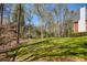 Expansive backyard with mature trees and a well-maintained lawn at 210 Chiswick Close, Johns Creek, GA 30022