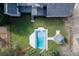 Stunning aerial view of the backyard featuring a pool and an outdoor gazebo at 2329 Walker Dr, Lawrenceville, GA 30043