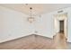 Dining room with wood flooring, chandelier, and open design at 808 Riverview Se Dr, Marietta, GA 30067