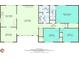 Second floor plan highlighting an eat-in kitchen, living room, dining room, bedrooms and bathrooms with dimensions at 532 Rivercrest Dr, Woodstock, GA 30188